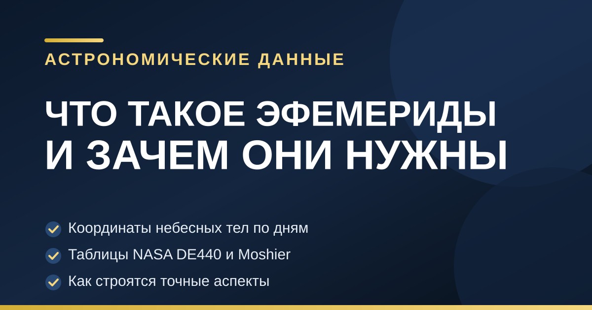 Астрономические чертежи, орбиты планет и эфемеридные таблицы координат на темном звездном фоне