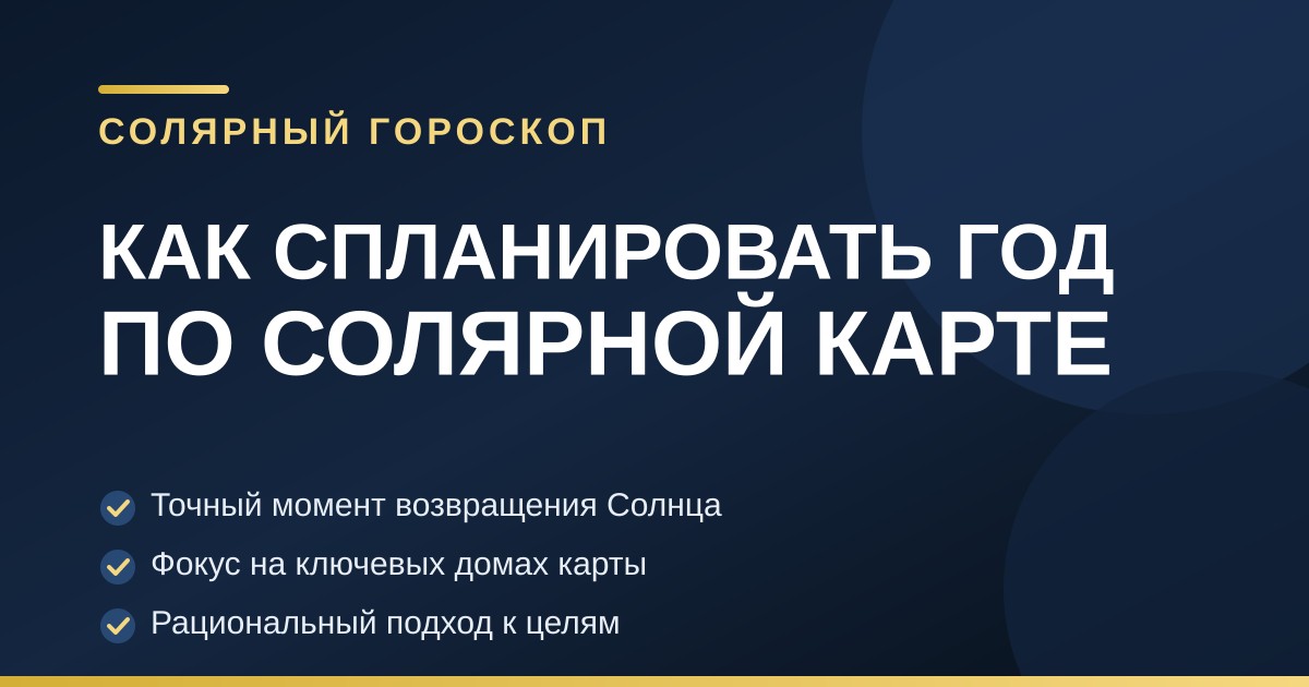 Схема планирования личного года по солярной карте с акцентом на астрономический момент возвращения Солнца.